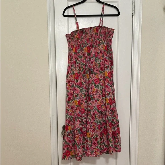 Natural Life Colorful Floral Smocked Dress Convertible Skirt, 100% Cotton Large - Picture 1 of 5